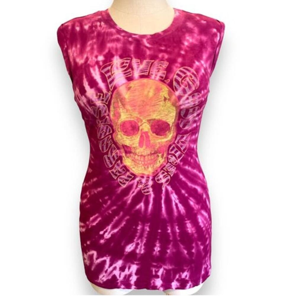 Torrid 3 (3X 22/24) Pink Tie Dye Trippy Skull Good Vibes Retro Muscle Tank Top